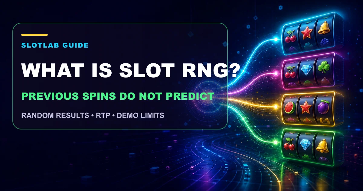 Slot reels connected to random numbers and separate spin results under a What Is RNG headline