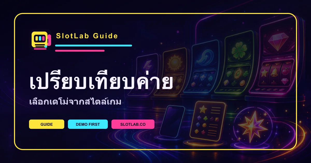 ภาพเปรียบเทียบสไตล์เกมสล็อตจากหลายค่ายบน SlotLab