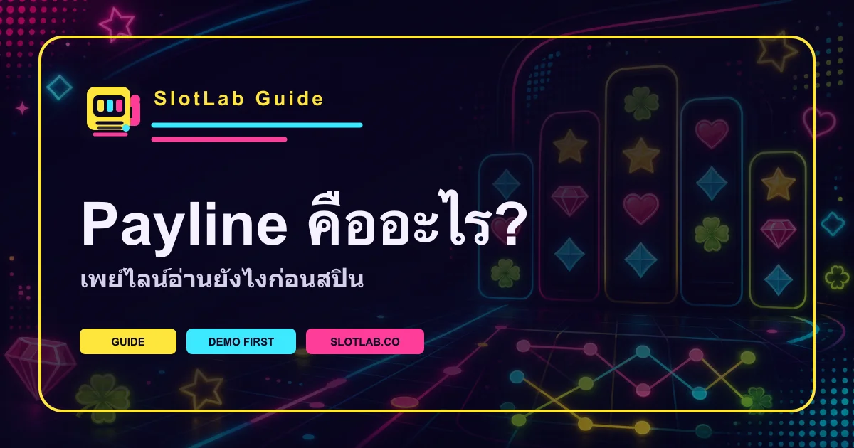 ภาพคู่มือ Payline อธิบายเส้นจ่ายรางวัลในเกมสล็อต
