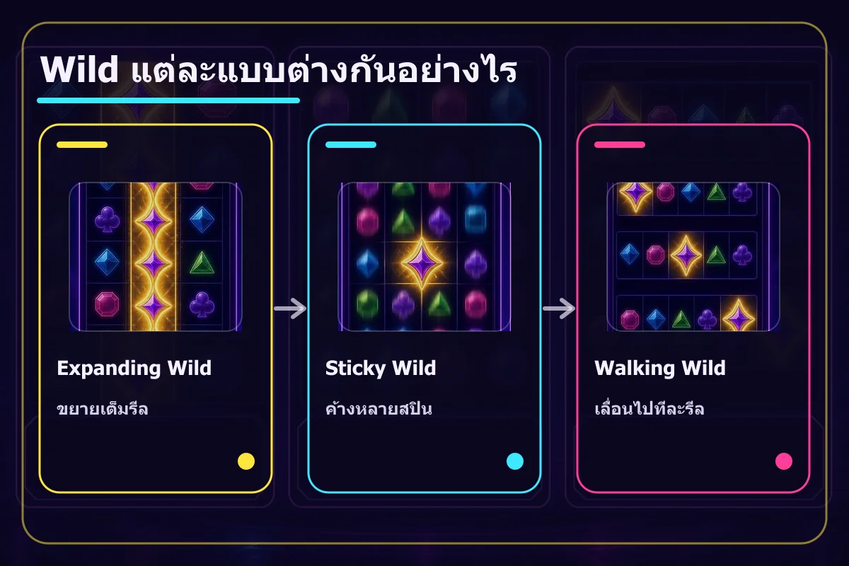 เปรียบเทียบ Expanding Wild, Sticky Wild และ Walking Wild