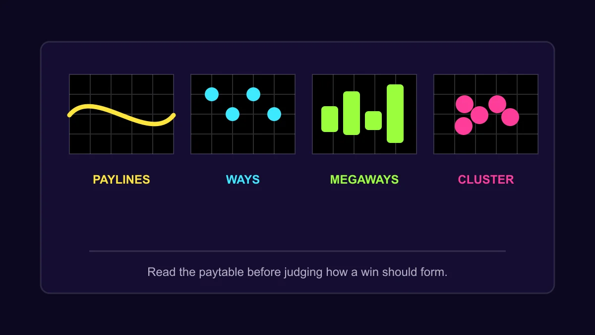 Diagram comparing common slot win systems